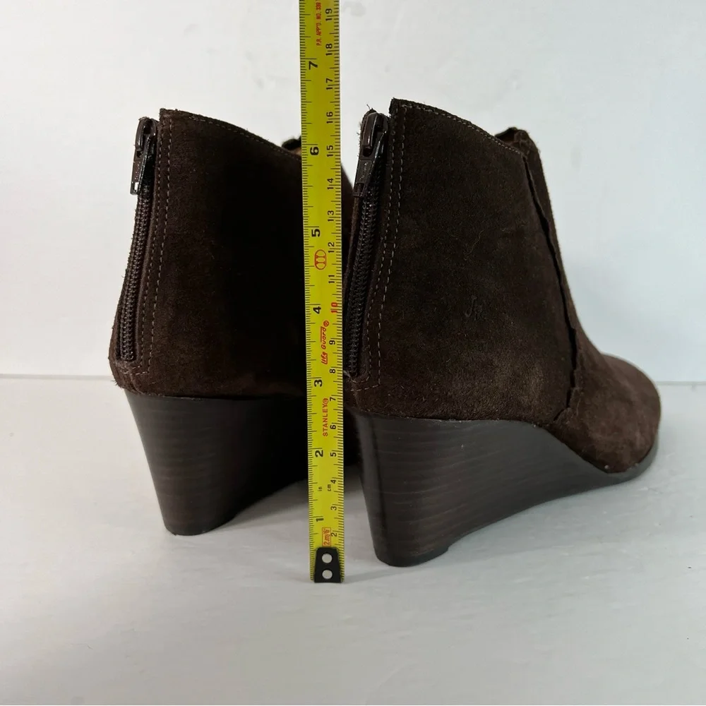 Jack Rogers Suede Wedge Back Zip Booties Ankle Boots Size 9M